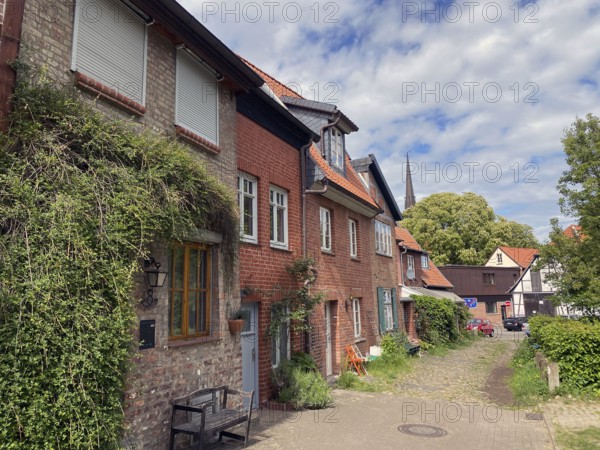 Residential street Lüneburg, Lower Saxony, Hanseatic city, metropolitan region, city, brick, cityscape, Wallstrasse, architecture, old, morbid, restored, cosy, city green, cobblestone pavement, nested, Germany