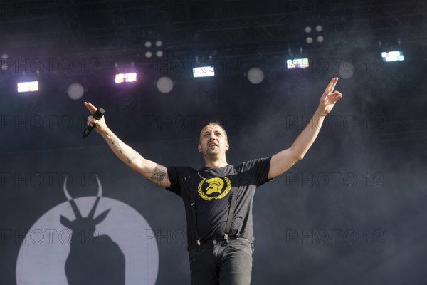 Danger Dan (Daniel Pongratz), rapper of the Antilopen Gang at the Highfield Festival on Saturday, Störmthaler See, 17.08.2024