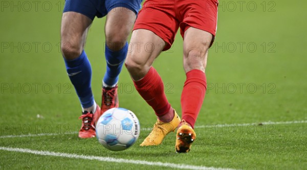 Feature, duel, legs, detail, close-up detail, red, blue, match ball, PreZero Arena, Sinsheim, Baden-Württemberg, Germany
