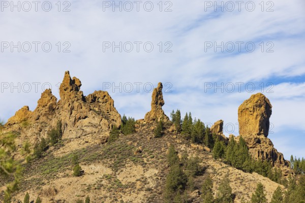Rural del Nublo nature park Park, Roque Nublo, basalt rock El Fraile, Gran Canaria, Canary Islands, Spain
