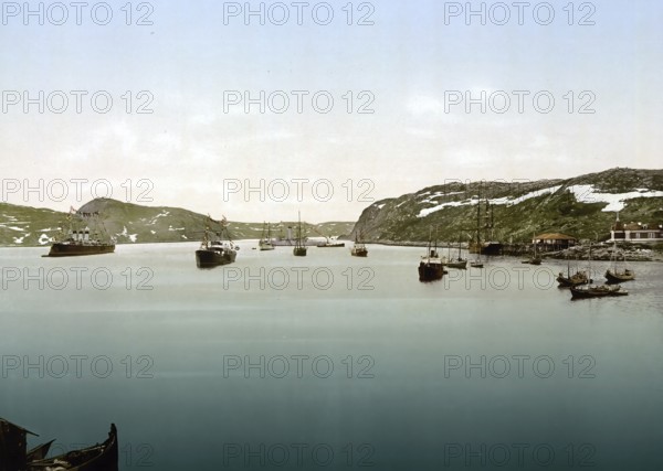 General view, Port Catherine, Kola Peninsula, Russia, c. 1890, Historic, digitally enhanced reproduction of a photochrome print of the period