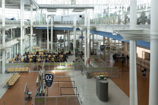 Modern architecture inside Aeroporto Francisco Sa Carneiro, Porto airport, Portugal