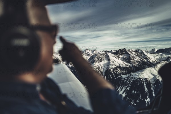 Flight over the late winter Lech Valley with a small aeroplane in Tyrol, Austria