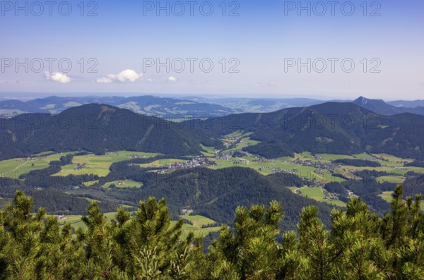View from Eibleck to Faistenau, Osterhorn group, Salzkammergut, Salzburg province, Austria