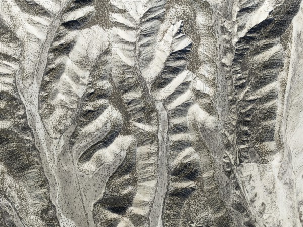 Badlands. Aerial view. Drone shot. Granada province, Andalusia, Spain