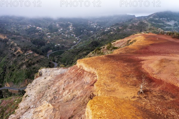 Red earth, erosion, view of Las Rosas, La Gomera, Canary Islands, Spain