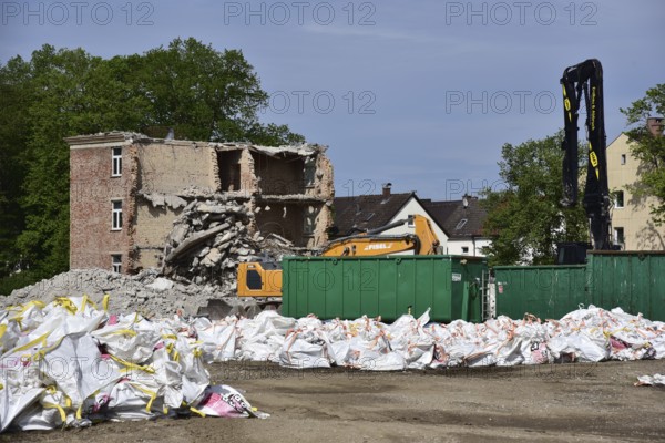 Demolition work on a former barracks, Augsburg, Bavaria, Germany
