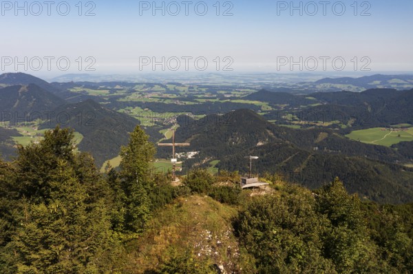 Drone image, summit cross on the Ochsenberg, Osterhorn group, Salzkammergut, Salzburg province, Austria