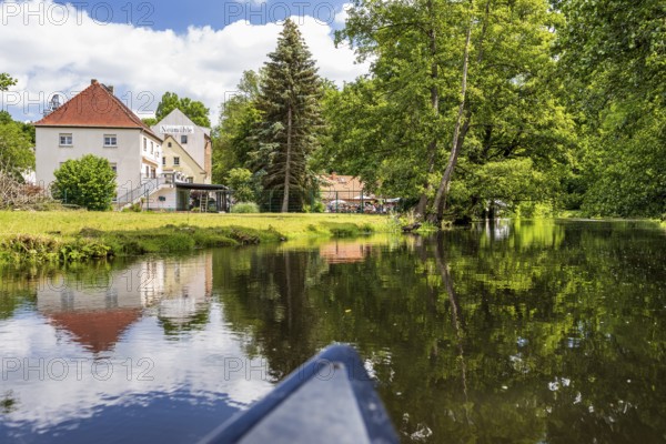 Canoeing on the Große Röder at the Neumühle Skassa, Großenhain, Saxony, Germany