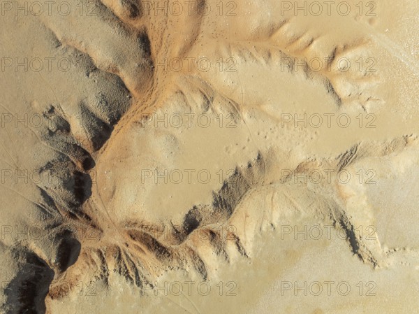 Canyon in the Tsondab Valley in the Namib Desert. Aerial view. Drone shot. Namibia