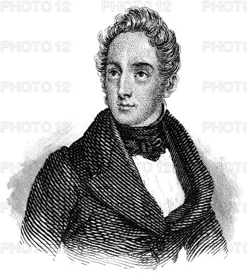 Alphonse Marie Louis Prat de Lamartine, 1790 - 1869, a French poet, writer and politician, Portrait von Alphonse Marie Louis Prat de Lamartine, 1790 - 1869, ein französischer Dichter, Schriftsteller und Politiker