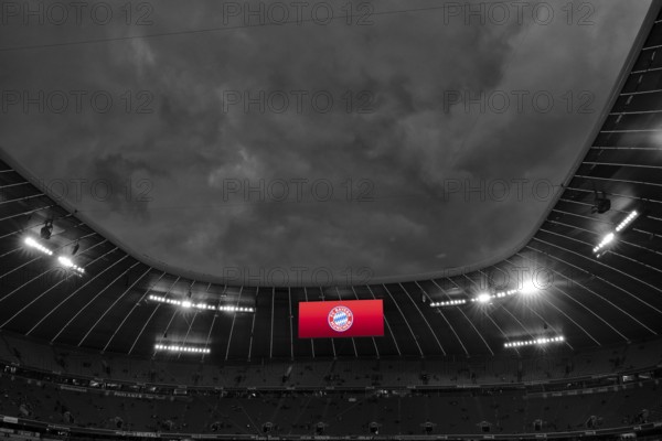 Stormy atmosphere over the Allianz Arena, severe weather, Munich, Bavaria, Germany