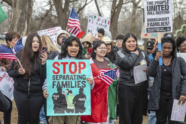 Detroit, Michigan USA - 4 March 2025 - A rally in the Mexican-American community in southwest Detroit asks ICE to leave the immigrant community alone