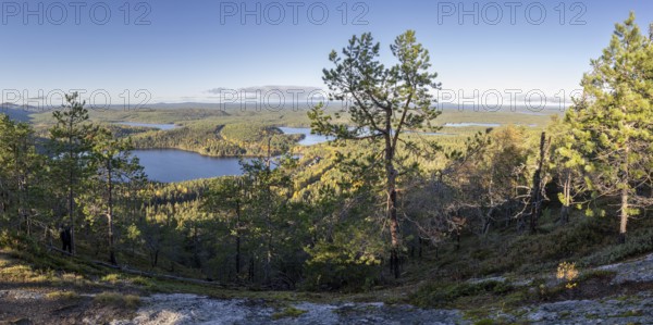 View of autumnal lake landscape, Konttainen, Ruka, Finland