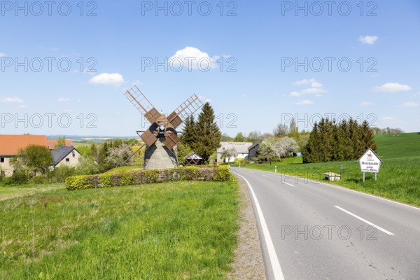 Turmholländer windmill in Reichstädt, small and highest windmill in Saxony, Dippoldiswalde, Saxony, Germany