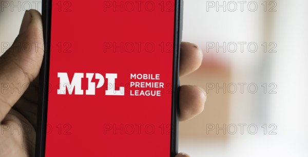 MPL logo is displayed on smartphone. Mobile Premier League is an Indian online gaming platform.