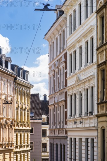 Street with old buildings from the Wilhelminian era in Wuppertal, Germany
