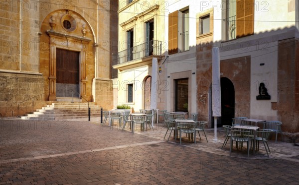 Gate at the Sant Andreu church in the old town of Santanyi, Majorca, Balearic Islands, Spain