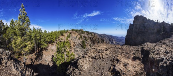 View from El Campanario to the summit of Pico de las Nieves, Gran Canaria, Canary Islands, Spain