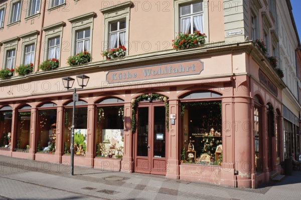 Heidelberg, Germany, June 28th 2024: Store front of German company called 'Käthe Wohlfahrt' that sells Christmas decorations and articles through the whole year