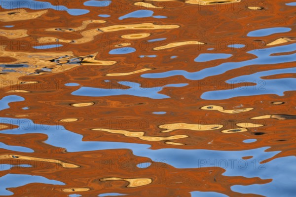 Colourful reflection on the water surface with abstract pattern, Frederiksholms Canal, Copenhagen, Denmark