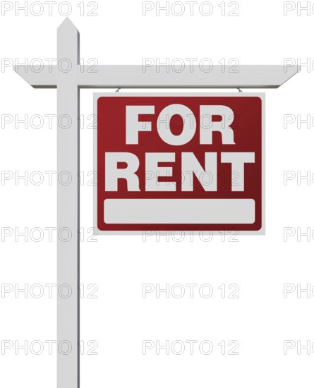 Right facing for rent real estate sign isolated on a white background