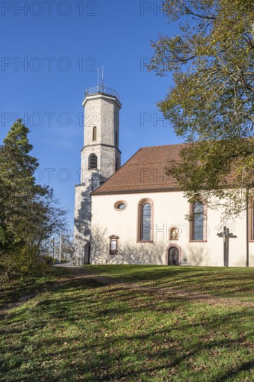 The Roman Catholic Church of the Holy Trinity, pilgrimage church on the 985 metre-high Dreifaltigkeitsberg above the town of Spaichingen, Tuttlingen district, Baden-Württemberg, Germany