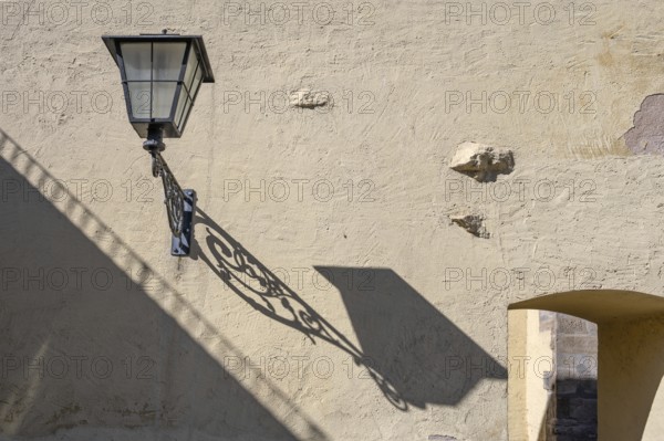 Historic lantern at the medieval Ellinger Tor, Weißenburg, Middle Franconia, Bavaria, Germany