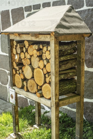Insect asylum, insect box, insect hotel, bee house, an artificial help for nesting and overwintering insects in Stenshuvud national park, Simrishamn municipality, Skåne county, Sweden, Scandinavia