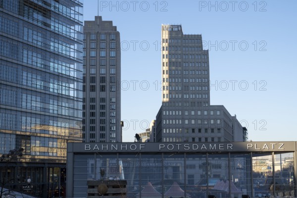Beisheim Centre and Dellbrück high-rise, railway station, Potsdamer Platz, Berlin, Germany