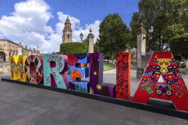 Mexico, Morelia, popular tourist destination Morelia Cathedral on Plaza de Armas in historic center