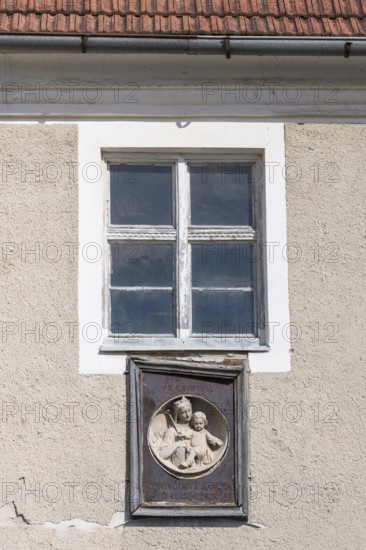 Marian culture on a convent wall, Dominican convent of Wettenhausen, 12th century, Wettenhausen, Kammeltal, Bavaria, Germany
