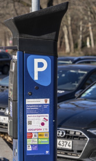 Modern parking machines, road traffic in Berlin