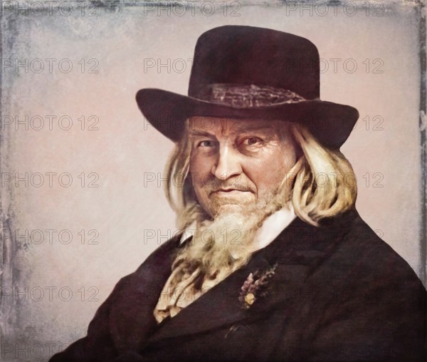 August Heinrich Hoffmann, Hoffmann von Fallersleben, 1798 –1874, German poet, digital edited according to a painting by Ernst Henseler