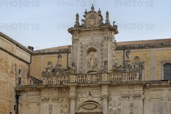 Facade of Lecce Cathedral, Duomo di Lecce, Cattedrale dell'Assunzione della Virgine, Lecce, Apulia, Italy