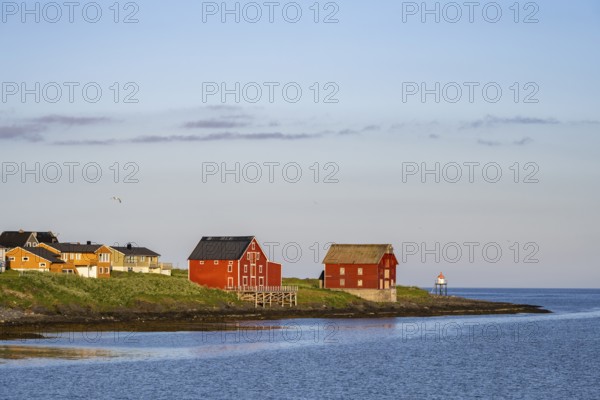 Red houses on the coast, Vardø, Varanger, Finnmark, Norway
