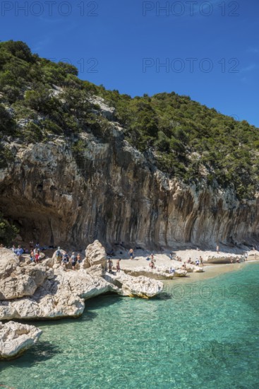 Rocky coast and beach, Cala Luna, Gulf of Orosei National Park, Parco Nazionale del Gennargentu e del Golfo di Orosei, Baunei, Nuoro, Sardinia, Italy