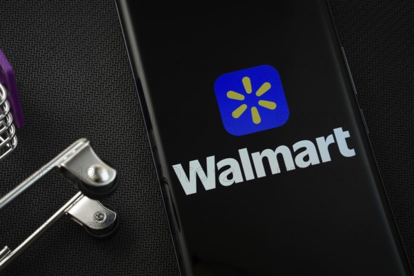 Dhaka, Bangladesh - 15 July 2025: The logo of the Walmart is displayed on a smartphone screen