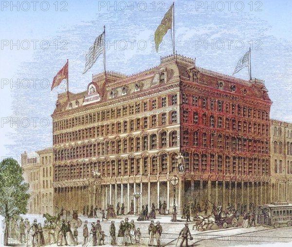 Public ledger building Philadelphia Pennsylvania in the 1870s. From American Pictures Drawn With Pen And Pencil by Rev Samuel Manning c. 1880, United States, America, Historic, digitally restored reproduction from a 19th century original, Record date not stated