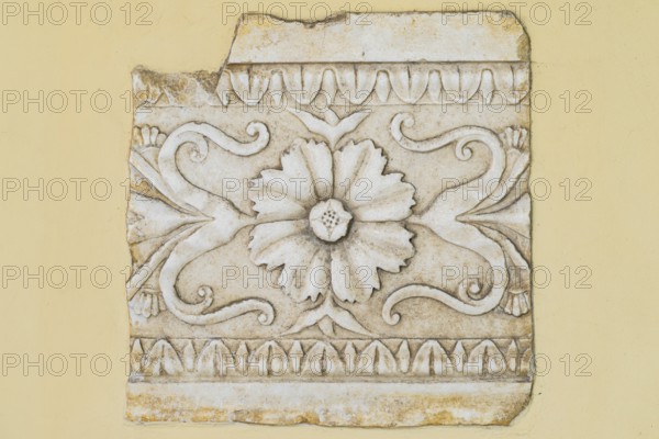 Bas-relief with rosette, tendrils and leaf sticks, fragment of a frieze, Städtisches Lapidarium, City of Stuttgart, Baden-Württemberg, Germany