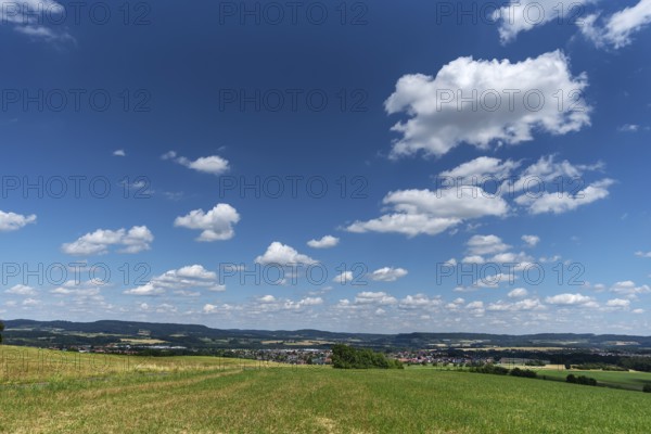 View of Franconian Switzerland, below Markt Eckental, Middle Franconia, Bavaria, Germany