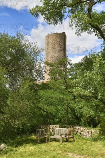 German castle ruin called Strahlenburg in Odenwald forest in Schriesheim city