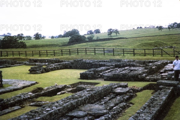 Vindolanda, visit of the Archaeological Society at Hadrian's Wall, Northumberland, England, UK 1969