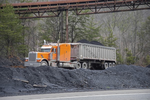 Harlan County, Kentucky - Coal is loaded in trucks along US Highway 119 in the mountains of eastern Kentucky