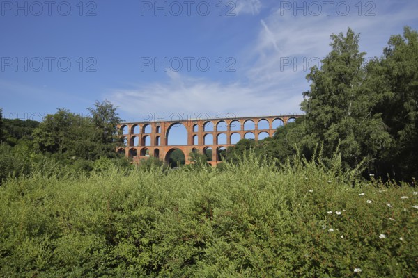 Historic Göltzschtal Bridge with bricks, bricks, viaduct, railway bridge, arch bridge, Mylau, Netzschkau, Reichenbach, Vogtland, Saxony, Germany