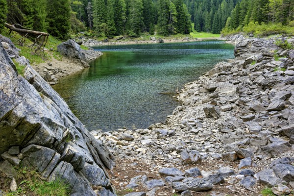 Obernberger See, mountain lake, landscape of the Stubai Alps, weather mood, cloud mood, Obernberg am Brenner, Tyrol, Austria