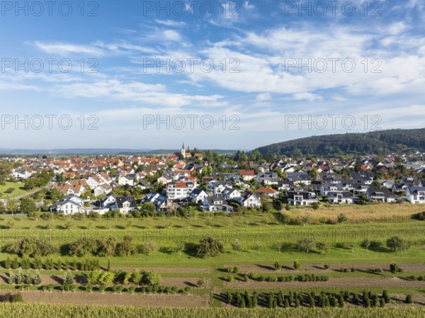 Aerial view of the municipality of Steißlingen in Hegau, district of Constance, Baden-Württemberg, Germany