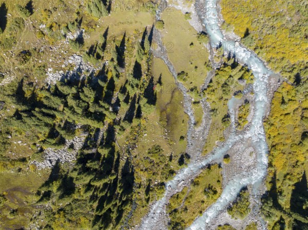 Top-down aerial view, Schinderkar, Tegernsee mountains in the Mangfall mountains, Germany