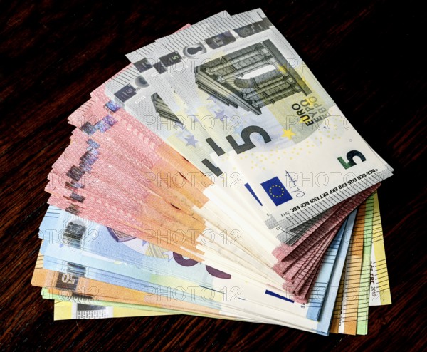 Money compartments, euro notes, Symbol photo, Money, Wealth