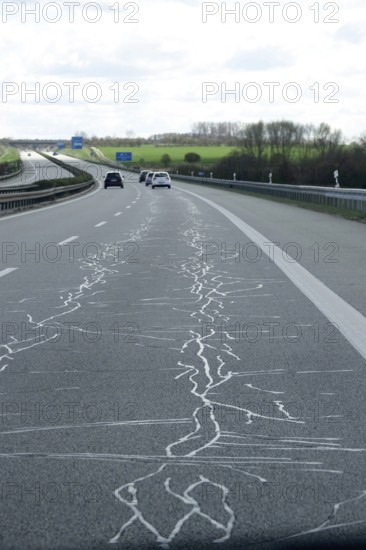 Repaired carriageway, symbolic image of infrastructure, Germany